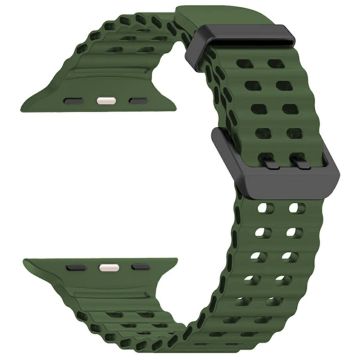 Silicone Strap for Apple Watch Series 49mm - 45mm - 44mm - 42mm Ocean Band - Army Green