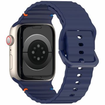 Silicone Strap for Apple Watch Series 49mm - 45mm - 44mm - 42mm Wave Band - Navy Blue