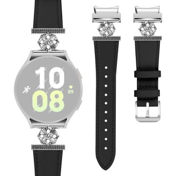 Watch Band for Samsung Galaxy Watch 5 Pro 45mm Genuine Cow Leather Strap with Quick Release Connector - Black