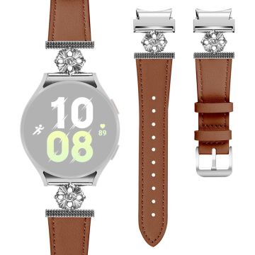 Watch Band for Samsung Galaxy Watch 5 Pro 45mm Genuine Cow Leather Strap with Quick Release Connector - Brown