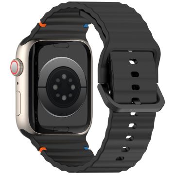 KALEBOL Silikoniranneke Apple Watch Series 49mm - 45mm - 44mm - 42mm ranneke - Musta