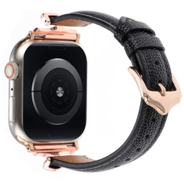 Apple Watch Series 49mm - 45mm - 44mm - 42mm nahkanauha - Ruusukulta / Musta