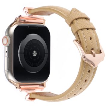 Apple Watch Series 49mm - 45mm - 44mm - 42mm nahkanauha - Ruusukulta / Keltainen