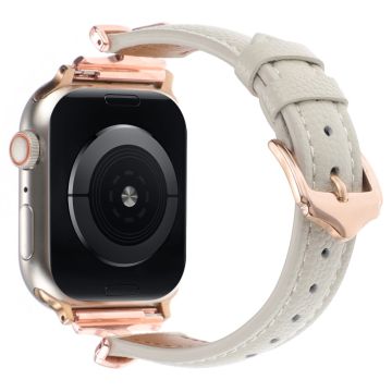 Apple Watch Series 49mm - 45mm - 44mm - 42mm nahkanauha - Ruusukulta / Harmaa