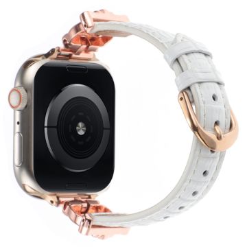 Apple Watch Series 49mm - 45mm - 44mm - 42mm ranneke - Ruusukulta / Valkoinen