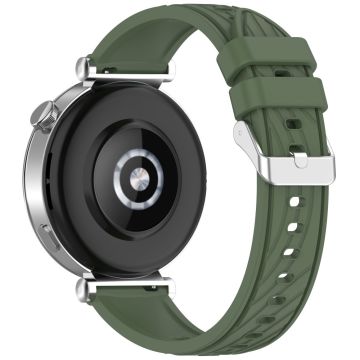 Huawei Watch GT 3 42mm / Samsung Galaxy Watch7 / 6 / 5 / 4 / 5 Pro kellohihna 20mm kuvioitu silikoniranneke - Tummanvihreä