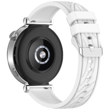 Huawei Watch GT 3 42mm / Samsung Galaxy Watch7 / 6 / 5 / 4 / 5 Pro kellohihna 20mm kuvioitu silikoniranneke - Valkoinen