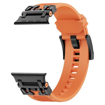 Apple Watch Series 49mm - 45mm - 44mm - 42mm joustava kellonauha - Musta / Oranssi