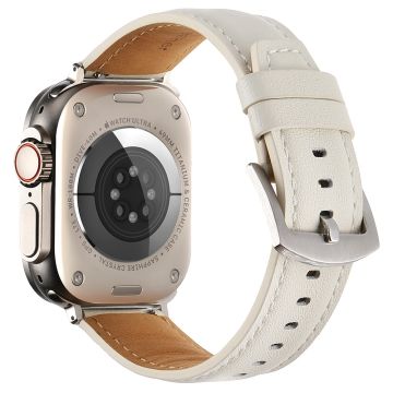 Ranneke Apple Watch Series 49mm - 45mm - 44mm - 42mm Aito naudannahkaranneke - Valkoinen