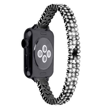 Strassihihna Apple Watch Series 49mm - 45mm - 44mm - 42mm sinkkiseosnauha - Musta