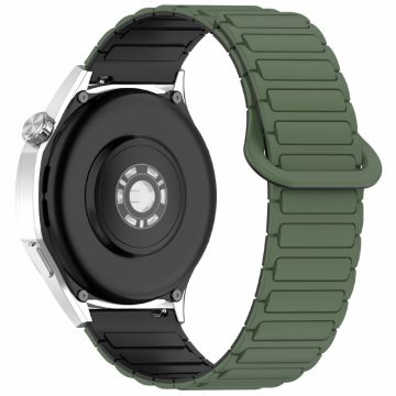 Samsung Galaxy Watch7 44mm / 40mm / Watch FE 40mm / Watch6 40mm / 44mm silikoniranneke kaksivärinen 20mm magneettinen ranneke - Armeijan Vihreä / Musta