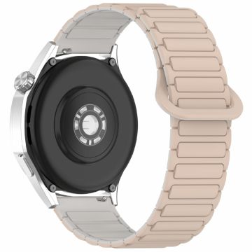 Samsung Galaxy Watch7 44mm / 40mm / Watch FE 40mm / Watch6 40mm / 44mm silikoniranneke kaksivärinen 20mm magneettinen ranneke - Maito Tee / Rock Valkoinen