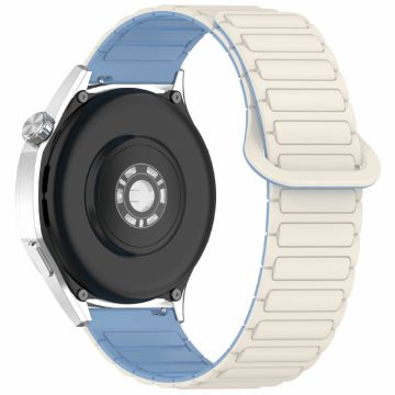 Huawei Watch GT 5 Pro 46mm / GT 5 46mm / Watch 4 / Samsung Galaxy Watch3 45mm silikoniranneke 22mm magneettinen kelloranneke - Valkoinen / Sininen