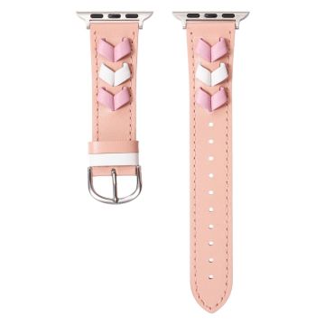 Heart Cowhide Nahkaranneke Apple Watch Series 10 46mm / Ultra 2 / Ultra 49mm / 9 8 7 45mm / SE (2023) SE (2022) SE 6 5 4 44mm / 3 2 1 42mm - Pinkki + Monivärinen