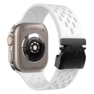 Ontto silikoniranneke Apple Watch Series 10 46mm / Ultra 2 / Ultra 49mm / 9 8 7 45mm / SE (2023) SE (2022) SE 6 5 4 44mm / 3 2 1 42mm - Valkoinen + Musta Solki