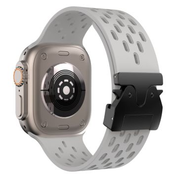 Ontto silikoniranneke Apple Watch Series 10 46mm / Ultra 2 / Ultra 49mm / 9 8 7 45mm / SE (2023) SE (2022) SE 6 5 4 44mm / 3 2 1 42mm - Harmaa + Musta Solki