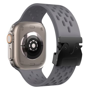 Ontto silikoniranneke Apple Watch Series 10 46mm / Ultra 2 / Ultra 49mm / 9 8 7 45mm / SE (2023) SE (2022) SE 6 5 4 44mm / 3 2 1 42mm - Avaruuden Harmaa + Musta Solki