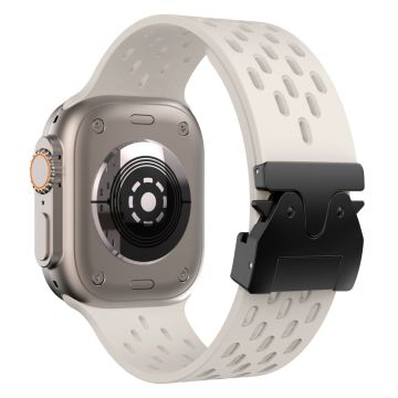 Ontto silikoniranneke Apple Watch Series 10 46mm / Ultra 2 / Ultra 49mm / 9 8 7 45mm / SE (2023) SE (2022) SE 6 5 4 44mm / 3 2 1 42mm - Starlight + Musta Solki