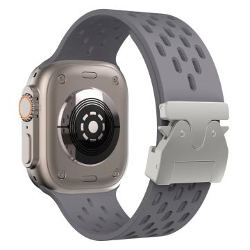 Hollow Silicone Strap Apple Watch Series 10 46mm / Ultra 2 / Ultra 49mm / 9 8 7 45mm / SE (2023) SE (2022) SE 6 5 4 44mm / 3 2 1 42mm - Space Grey+Silver Buckle