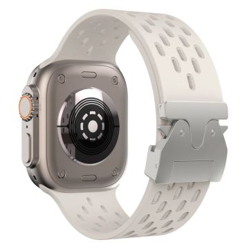 Ontto silikoniranneke Apple Watch Series 10 46mm / Ultra 2 / Ultra 49mm / 9 8 7 45mm / SE (2023) SE (2022) SE 6 5 4 44mm / 3 2 1 42mm - Starlight + Hopea Solki