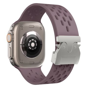 Ontto silikoniranneke Apple Watch Series 10 46mm / Ultra 2 / Ultra 49mm / 9 8 7 45mm / SE (2023) SE (2022) SE 6 5 4 44mm / 3 2 1 42mm - Violetti + Hopea Solki