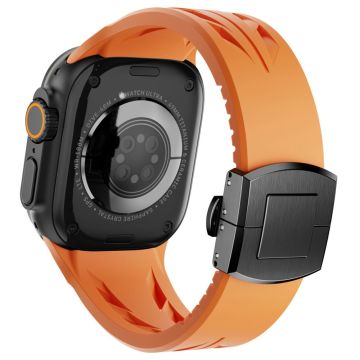 Silikoninen kellohihna Apple Watch Series 10 46mm / Ultra 2 Ultra 49mm / 9 8 7 45mm / SE (2023) SE (2022) SE 6 5 4 44mm / 3 2 1 42mm Butterfly Clasp Band - Oranssi