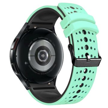 Silicone Strap Samsung Galaxy Watch7 44mm 40mm / Watch FE 40mm / Watch6 44mm 40mm Multiple Holes Dual Color Watchband - Ocean Green+Black