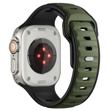 Dual Color Silicone Strap Apple Watch Series 10 46mm / Ultra 2 Ultra 49mm / Series 9 8 7 45mm / SE (2023) SE (2022) SE 6 5 4 44mm / 3 2 1 42mm - Army Green+Black