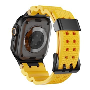 Silicone Strap Apple Watch Series 10 46mm / Ultra 2 Ultra 49mm / 9 8 7 45mm / SE (2023) SE (2022) SE 6 5 4 44mm / 3 2 1 42mm with Black Buckle - Yellow