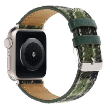 Watchband Apple Watch Series 10 46mm Wool Fabric Grid Watch Strap - Grid Dark Green