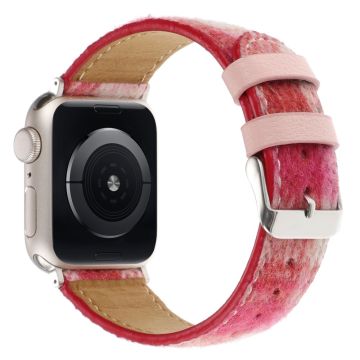 Watchband Apple Watch Series 10 46mm Wool Fabric Grid Watch Strap - Grid Red