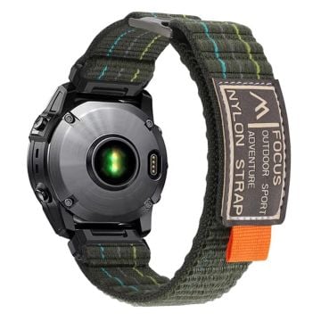 Garmin Fenix 7 / Fenix 7 Pro Nylon Sport Band QuickFit 22mm Adjustable Replacement Strap - Green