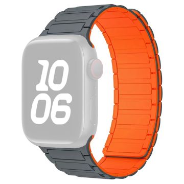 Magnetic Silicone Watch Band Apple Watch Series 10 46mm Three-Bead Design - Grey  /  Orange