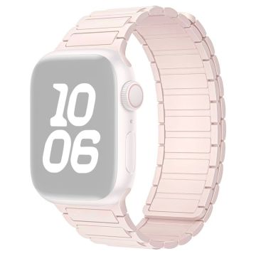 Magnetic Silicone Watch Band Apple Watch Series 10 46mm Three-Bead Design - Pink