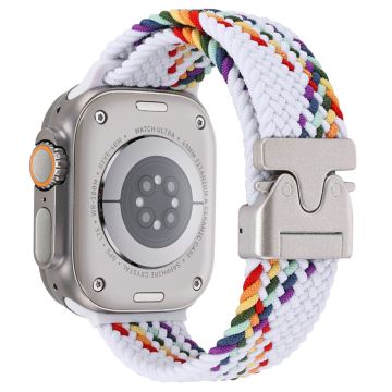 Wrist Strap Apple Watch Series 10 46mm Parachute Buckle Nylon Watch Band - White Rainbow