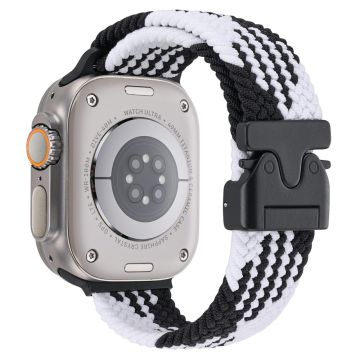 Wrist Strap Apple Watch Series 10 46mm Parachute Buckle Nylon Watch Band - Black+White