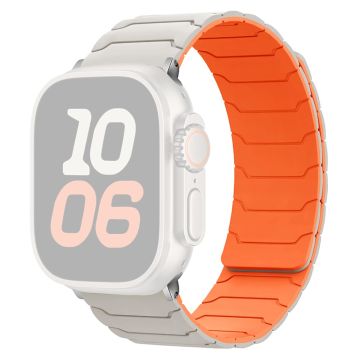 Silicone Strap Apple Watch Series 10 46mm Magnetic Band - Starlight+Orange