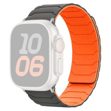 Silicone Strap Apple Watch Series 10 46mm Magnetic Band - Grey+Orange