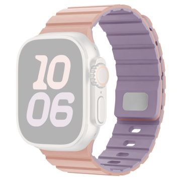 Apple Watch Series 10 46mm Magnetic Silicone Band Quick Release Strap - Pink / Light Purple