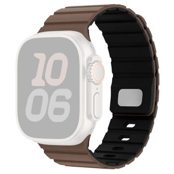 Apple Watch Series 10 46mm Magnetic Silicone Band Quick Release Strap - Chocolate / Black