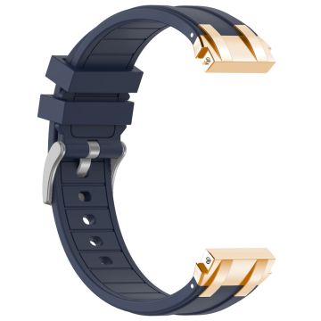 Xiaomi Redmi Watch 5 Active / Huawei Watch GT 5 46mm Watch Band 22mm Royal Oak Style Silicone Strap Gold Metal Buckle - Navy Blue