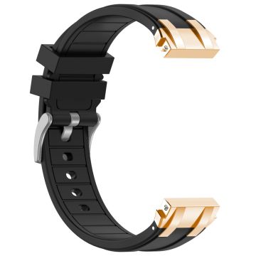 Xiaomi Redmi Watch 5 Active / Huawei Watch GT 5 46mm Watch Band 22mm Royal Oak Style Silicone Strap Gold Metal Buckle - Black