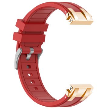 Xiaomi Redmi Watch 5 Active / Huawei Watch GT 5 46mm Watch Band 22mm Royal Oak Style Silicone Strap Gold Metal Buckle - Red