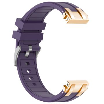 Xiaomi Redmi Watch 5 Active / Huawei Watch GT 5 46mm Watch Band 22mm Royal Oak Style Silicone Strap Gold Metal Buckle - Purple