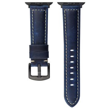 Watch Band Apple Watch Series 10 46mm Genuine Cow Leather Strap - Blue