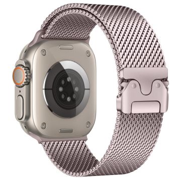 Watch Band Apple Watch Series 10 46mm Parachute Buckle Milanese Stainless Steel Strap - Pink