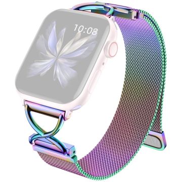 LEMONDA Size L Apple Watch Series 10 46mm Metal Strap Milanese Watch Band - Colorful