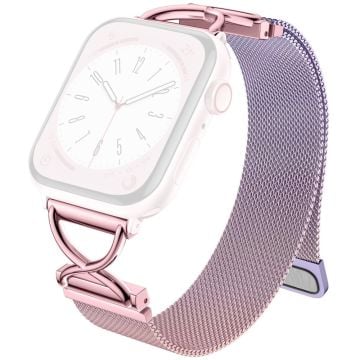 LEMONDA Size S Apple Watch Series 10 46mm Metal Strap Milanese Watch Band - Gradient Rose Pink