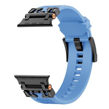 KALEBOL Armor Flexible Watch Strap Apple Watch Series 10 46mm Wrist Band - Black+Baby Blue