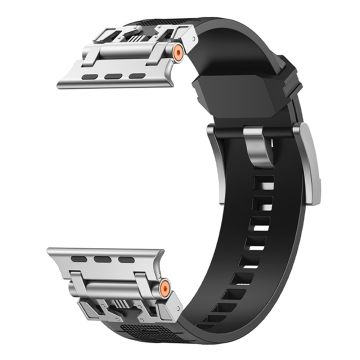 KALEBOL Armor Flexible Watch Strap Apple Watch Series 10 46mm Wrist Band - Silver+Black